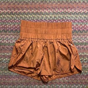 FREE PEOPLE MOVEMENT BURNT ORANGE ATHLETIC RUNNING SHORTS BOXER HIGH RISE RUN